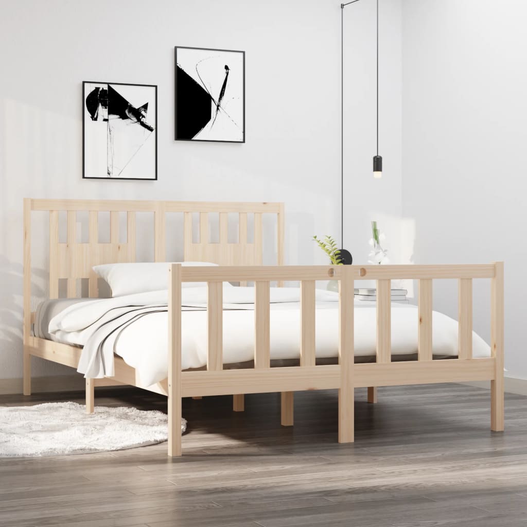 Bed Frame without Mattress 135x190 cm Double Solid Wood