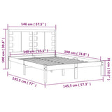 Bed Frame without Mattress Black 140x190 cm Solid Wood Pine