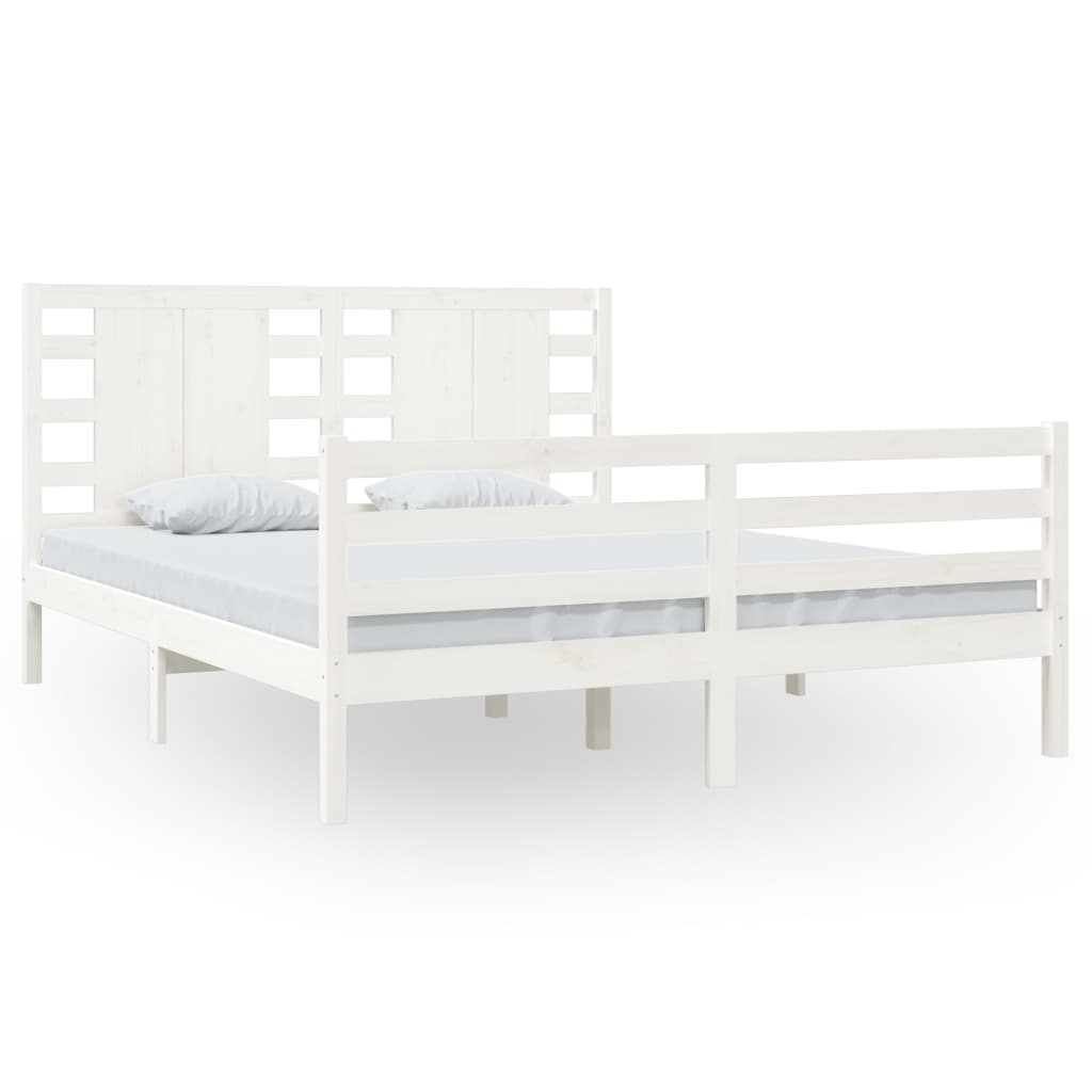 Bed Frame without Mattress White 160x200 cm Solid Wood Pine