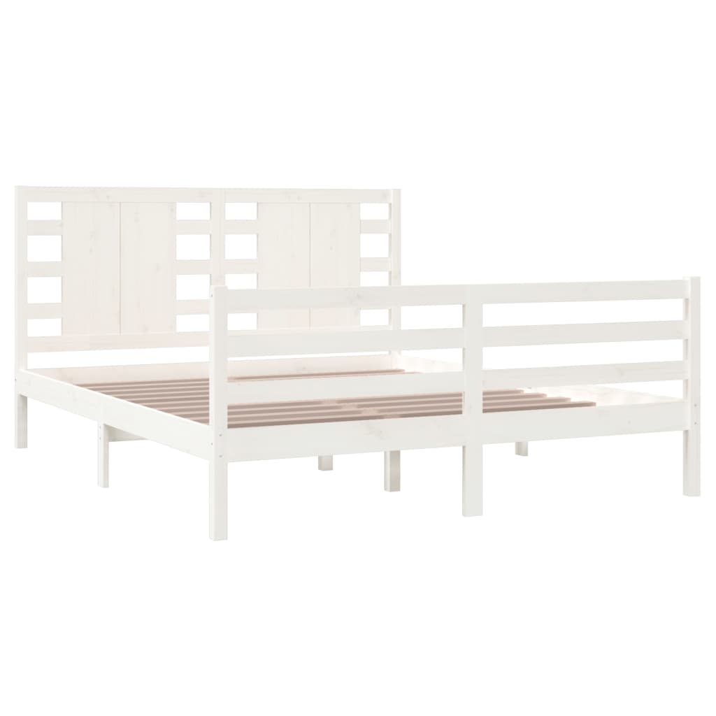 Bed Frame without Mattress White 160x200 cm Solid Wood Pine