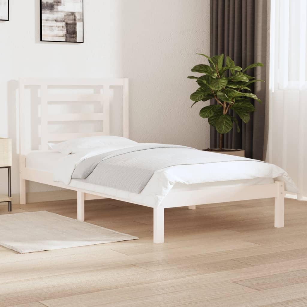 Bed Frame without Mattress White 90x200 cm Solid Wood Pine