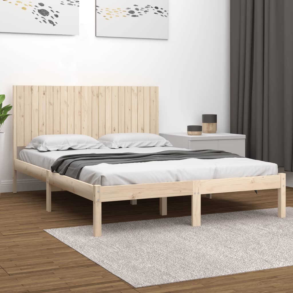 Bed Frame without Mattress 200x200 cm Solid Wood Pine