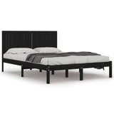 Bed Frame without Mattress Black 200x200 cm Solid Wood Pine