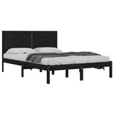 Bed Frame without Mattress Black 200x200 cm Solid Wood Pine