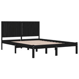 Bed Frame without Mattress Black 200x200 cm Solid Wood Pine