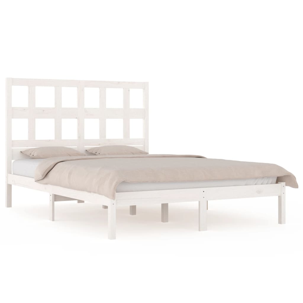 Bed Frame without Mattress White 140x190 cm Solid Wood Pine