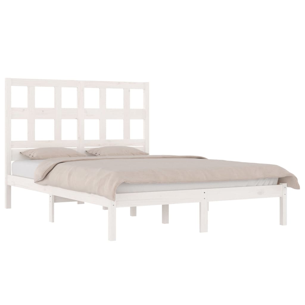 Bed Frame without Mattress White 140x190 cm Solid Wood Pine