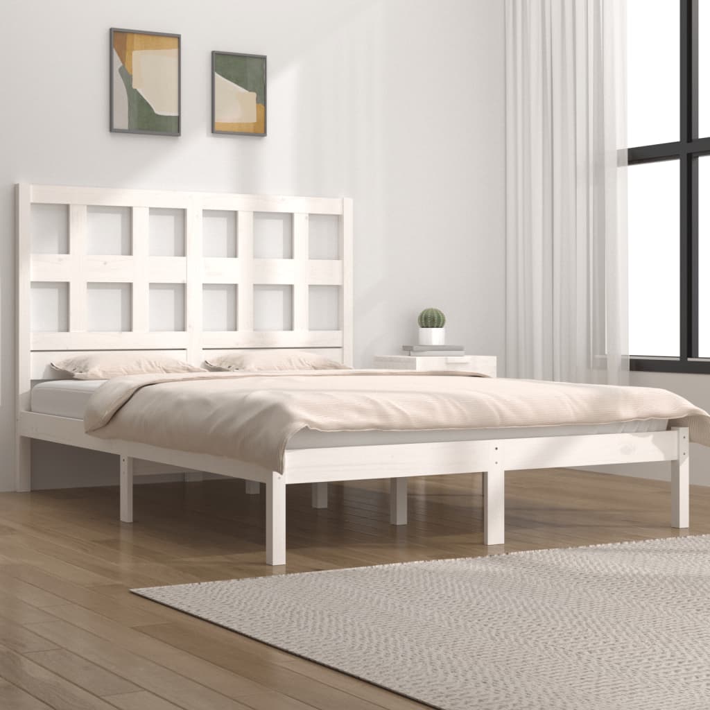 Bed Frame without Mattress White 140x190 cm Solid Wood Pine