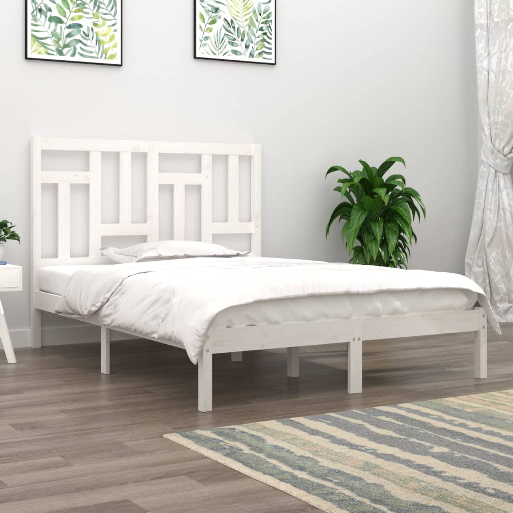 Bed Frame without Mattress White 120x190 cm Small Double Solid Wood