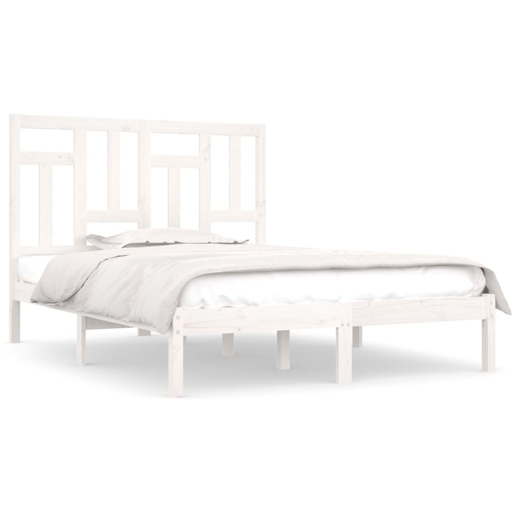 Bed Frame without Mattress White 140x190 cm Solid Wood Pine