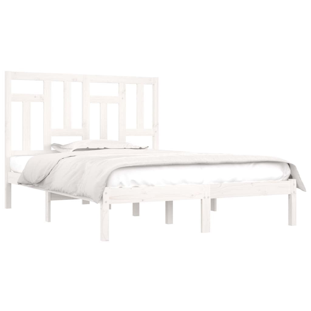 Bed Frame without Mattress White 140x190 cm Solid Wood Pine