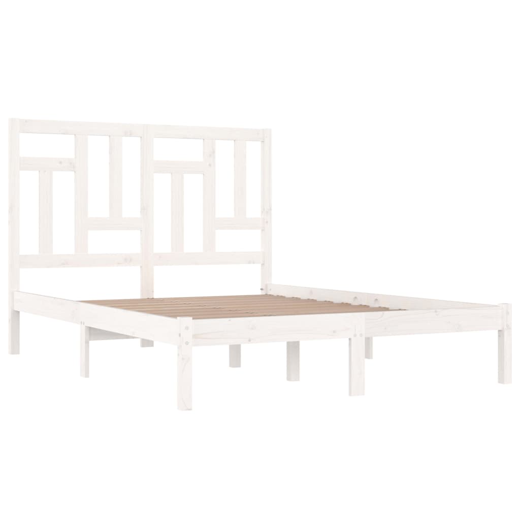 Bed Frame without Mattress White 140x190 cm Solid Wood Pine