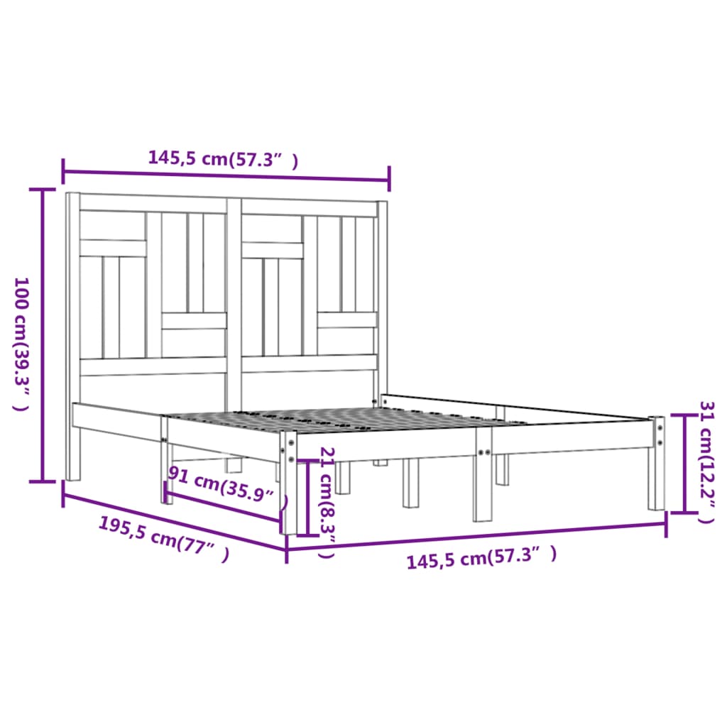 Bed Frame without Mattress White 140x190 cm Solid Wood Pine