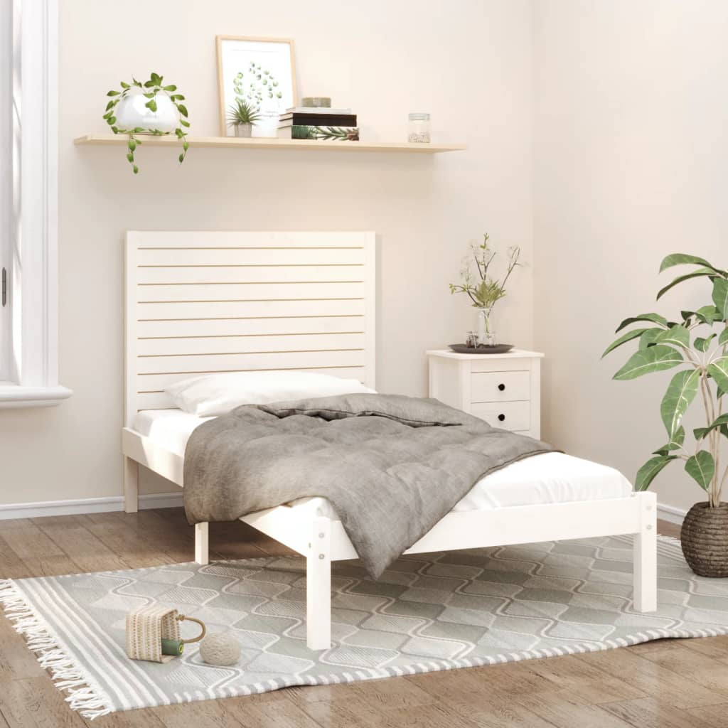 Bed Frame without Mattress White 100x200 cm Solid Wood