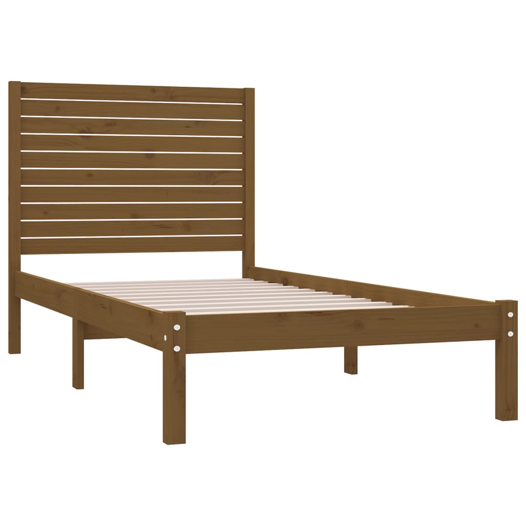 Bed Frame without Mattress Honey Brown 100x200 cm Solid Wood