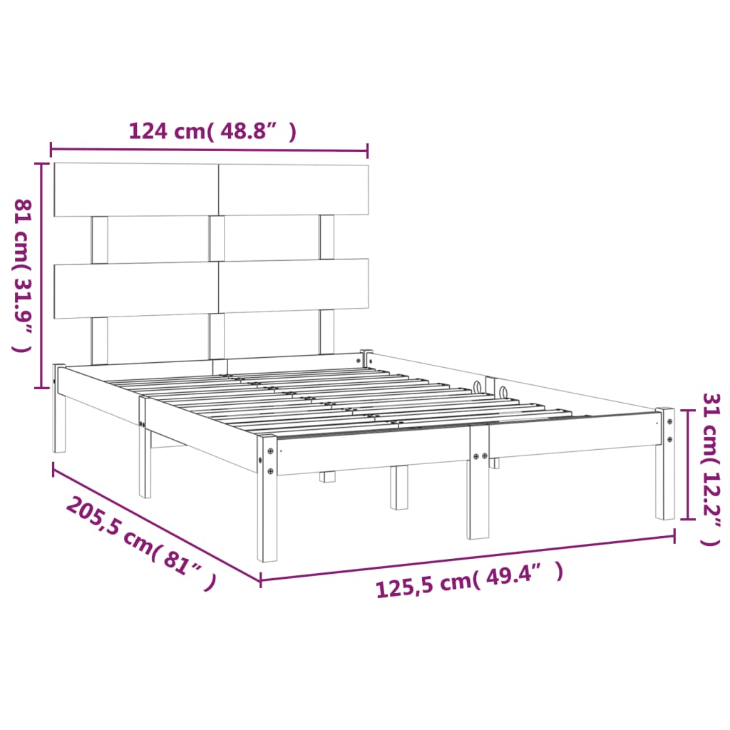 Bed Frame without Mattress 120x200 cm Solid Wood