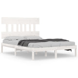 Bed Frame without Mattress White 150x200 cm King Size Solid Wood