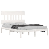 Bed Frame without Mattress White 150x200 cm King Size Solid Wood