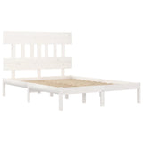 Bed Frame without Mattress White 150x200 cm King Size Solid Wood