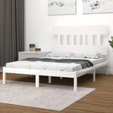 Bed Frame without Mattress White 150x200 cm King Size Solid Wood