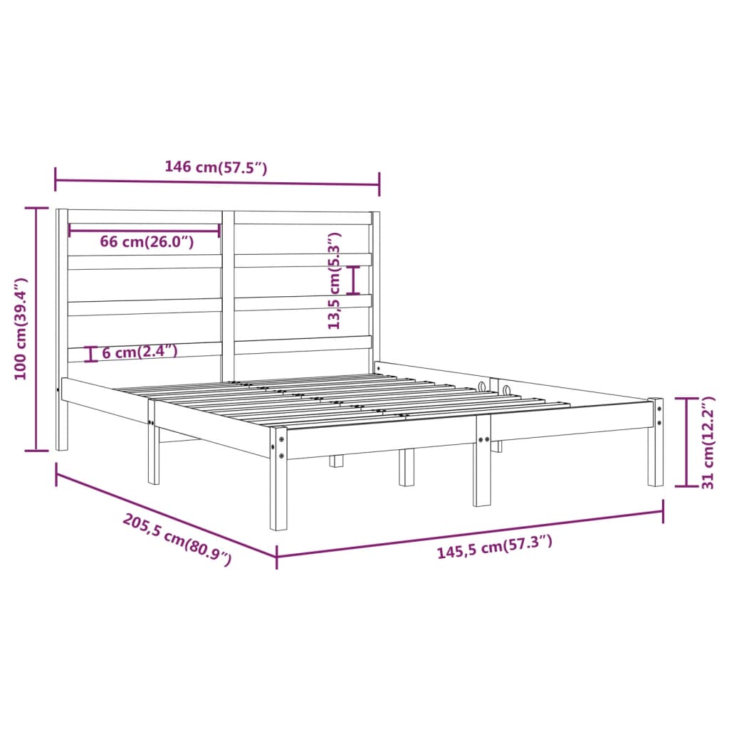 Bed Frame without Mattress White 140x200 cm Solid Wood Pine