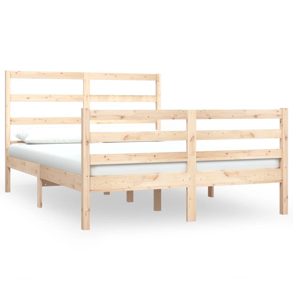 Bed Frame without Mattress Solid Wood Pine 135x190 cm Double Double