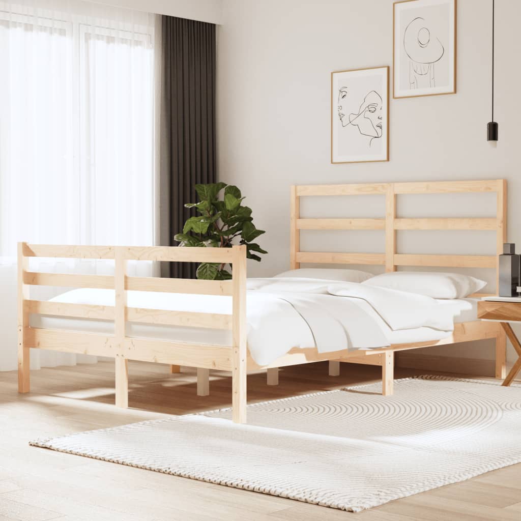 Bed Frame without Mattress Solid Wood Pine 135x190 cm Double Double