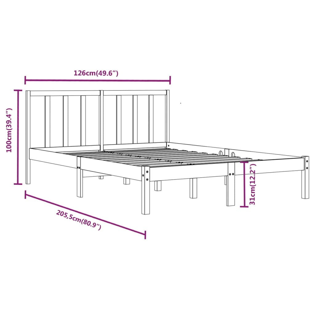 Bed Frame without Mattress Honey Brown Solid Wood Pine 120x200 cm