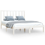 Bed Frame without Mattress White Solid Wood Pine 140x200 cm