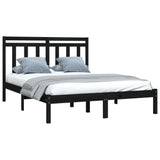 Bed Frame without Mattress Black 140x190 cm Solid Wood