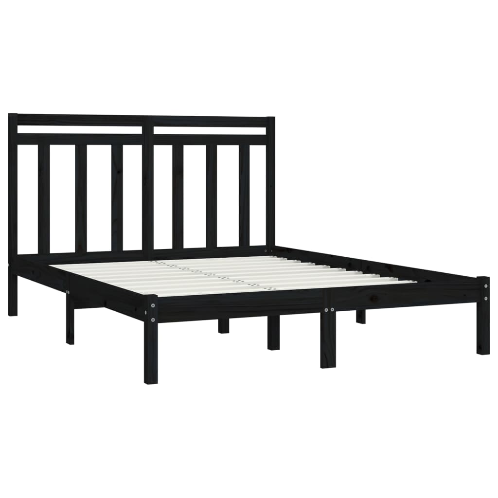 Bed Frame without Mattress Black 140x190 cm Solid Wood