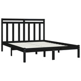 Bed Frame without Mattress Black 140x190 cm Solid Wood