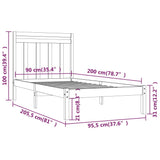 Bed Frame without Mattress 90x200 cm Solid Wood