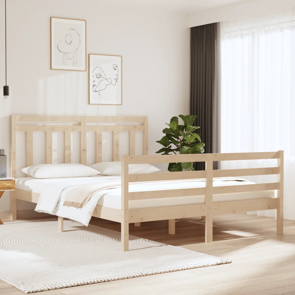 Bed Frame without Mattress 140x190 cm Solid Wood