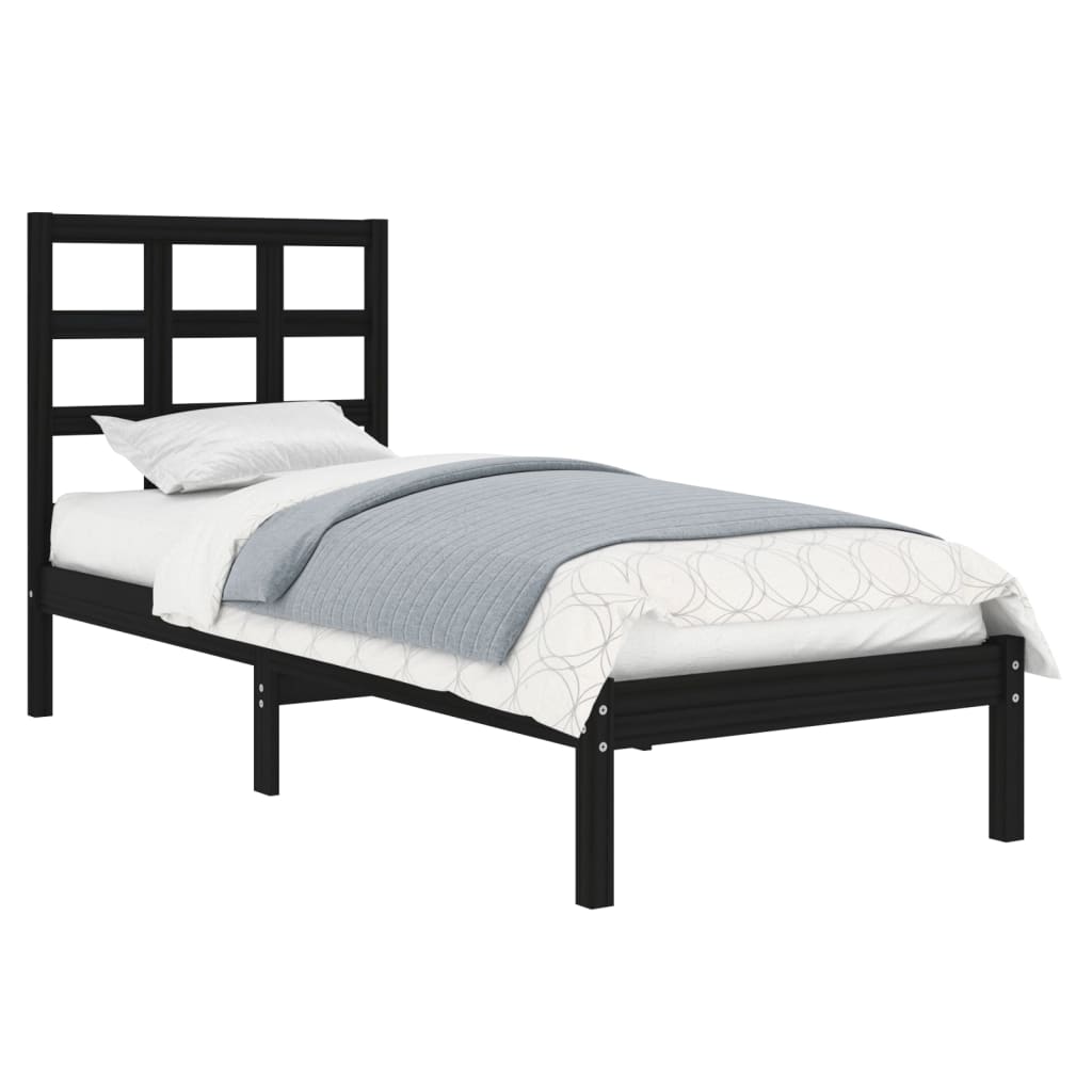 Bed Frame without Mattress Black 100x200 cm Solid Wood