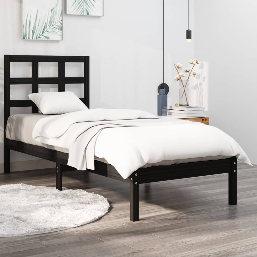 Bed Frame without Mattress Black 100x200 cm Solid Wood