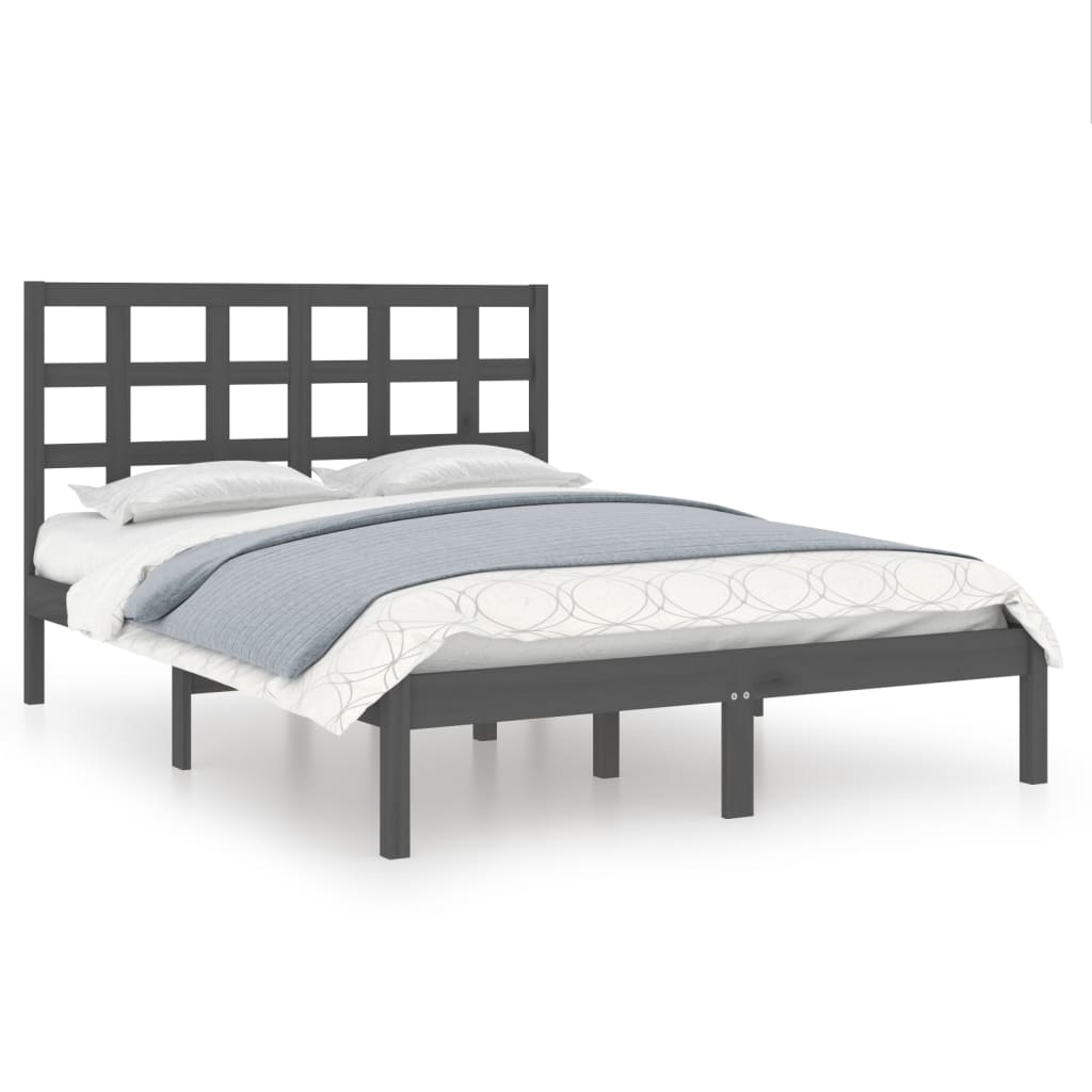 Bed Frame without Mattress Grey 200x200 cm Solid Wood