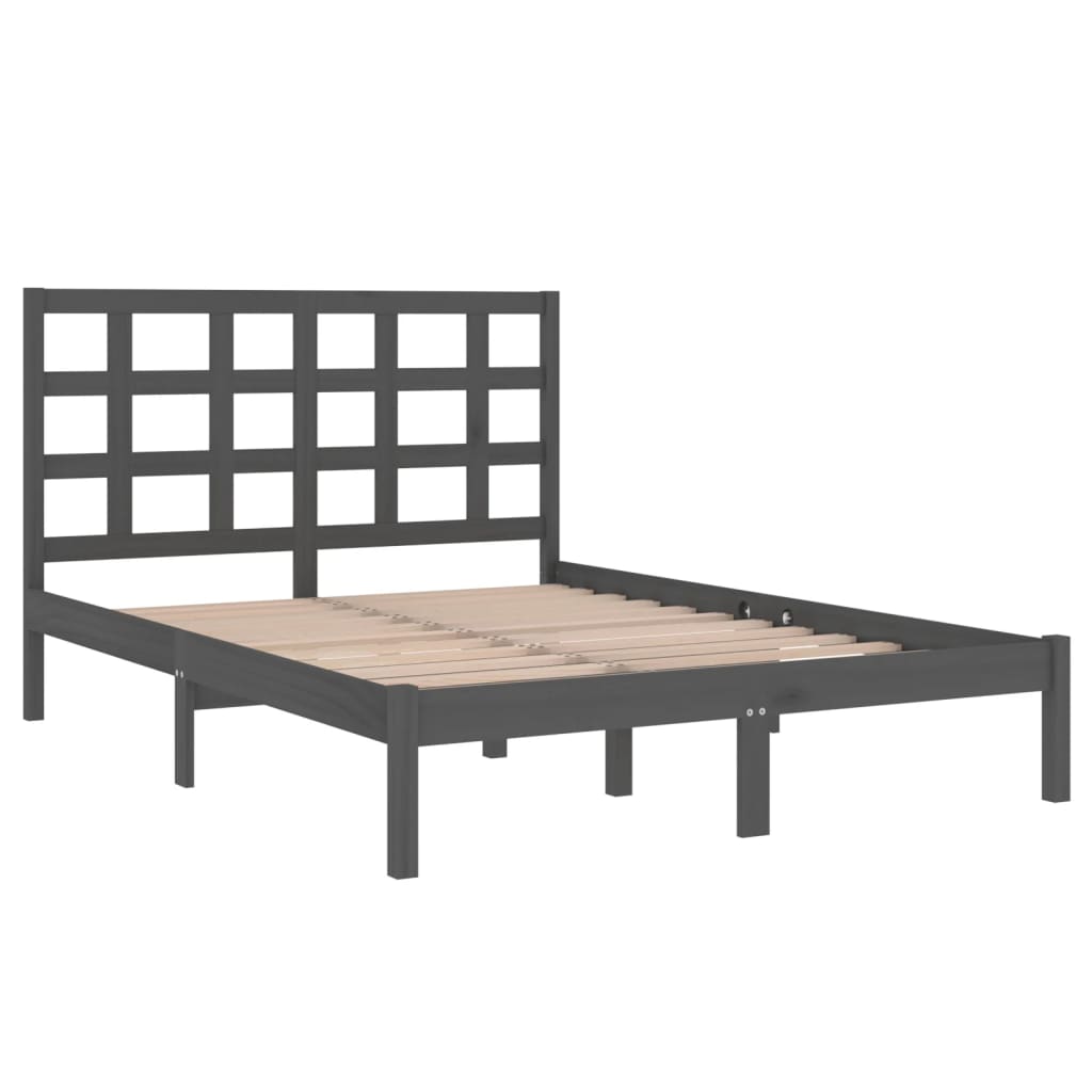 Bed Frame without Mattress Grey 200x200 cm Solid Wood