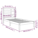 Bed Frame without Mattress Solid Wood 75x190 cm Small Single Small Single