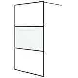 Walk-in Shower Wall Black 115x195 cm Half Frosted ESG Glass