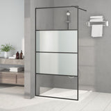 Walk-in Shower Wall Black 100x195 cm Half Frosted ESG Glass