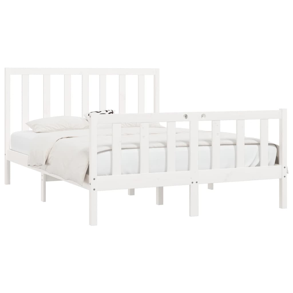 Bed Frame without Mattress White 120x200 cm Solid Wood