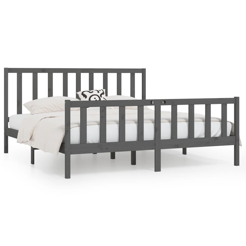 Bed Frame without Mattress Grey 200x200 cm Solid Wood