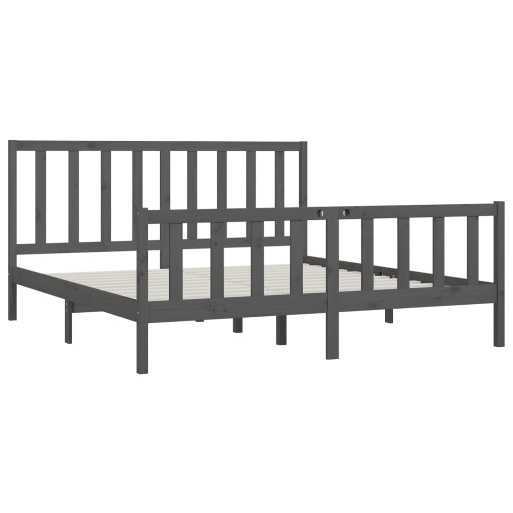 Bed Frame without Mattress Grey 200x200 cm Solid Wood