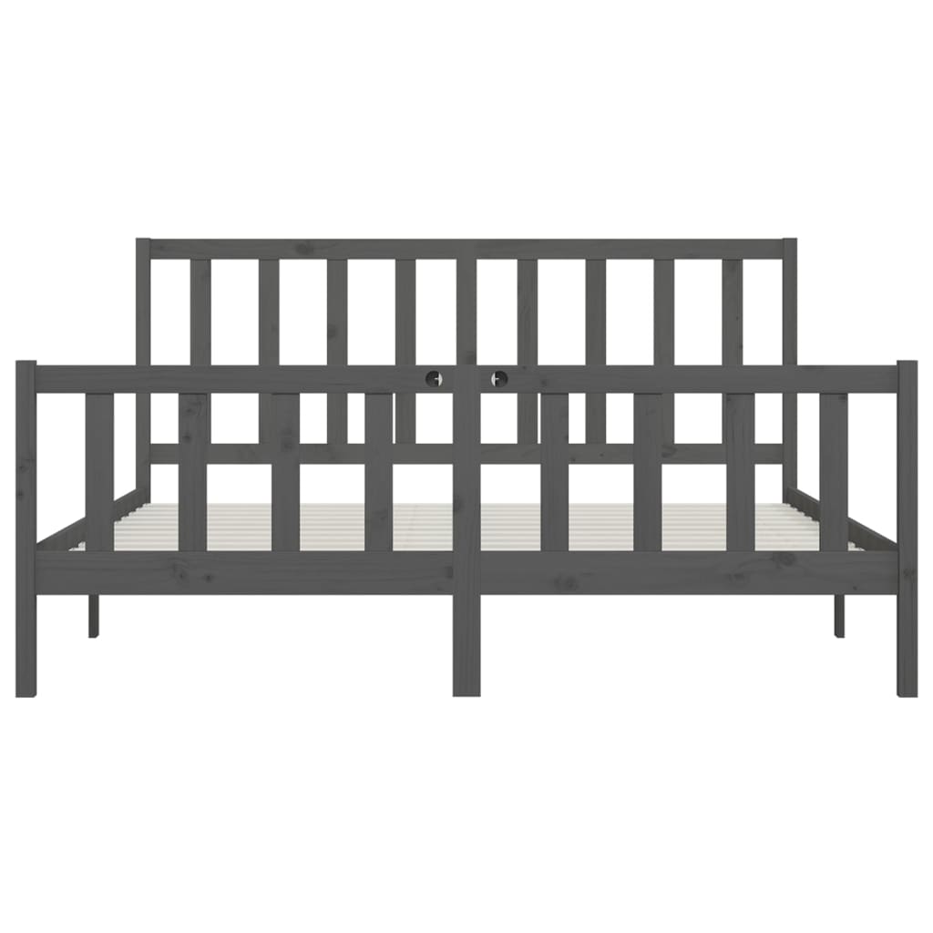 Bed Frame without Mattress Grey 200x200 cm Solid Wood