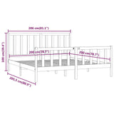 Bed Frame without Mattress Grey 200x200 cm Solid Wood