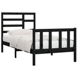 Bed Frame without Mattress Black 90x200 cm Solid Wood Pine