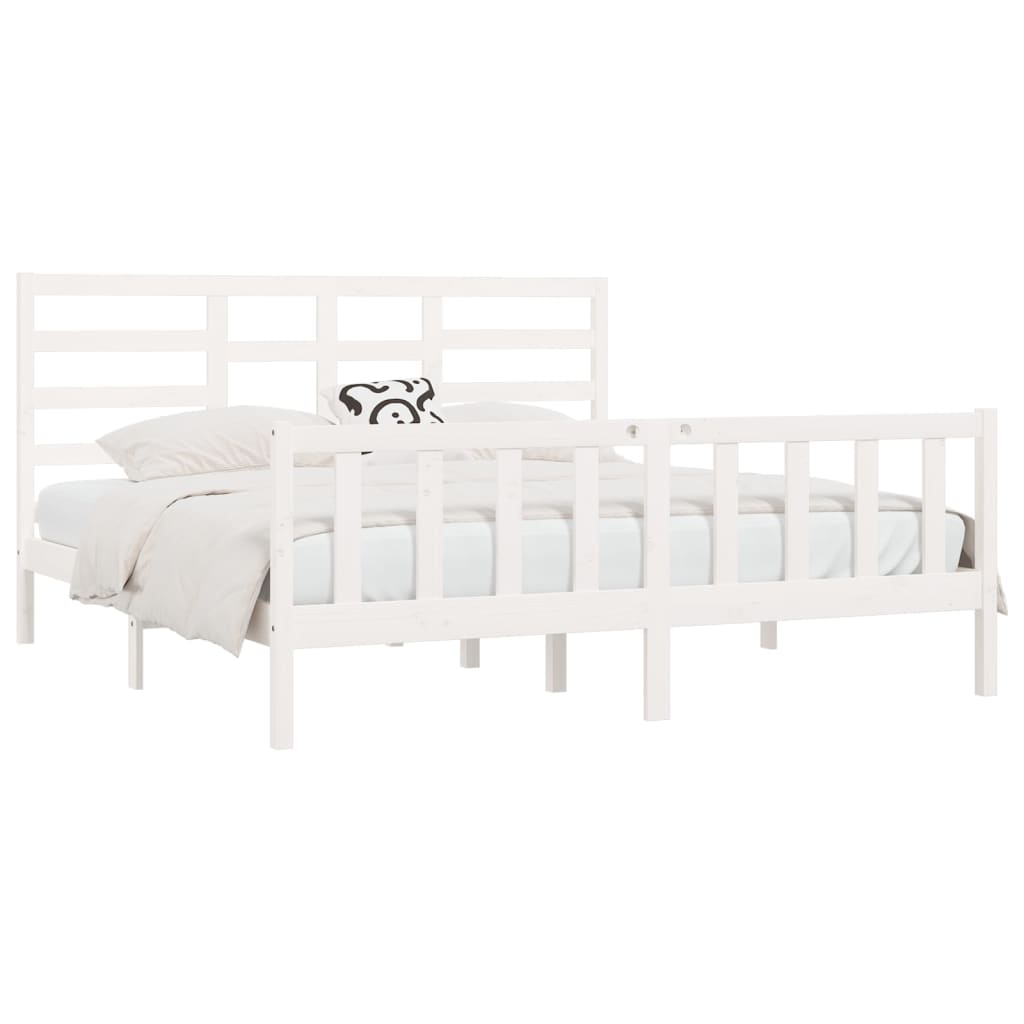 Bed Frame without Mattress White 180x200 cm Super King Solid Wood