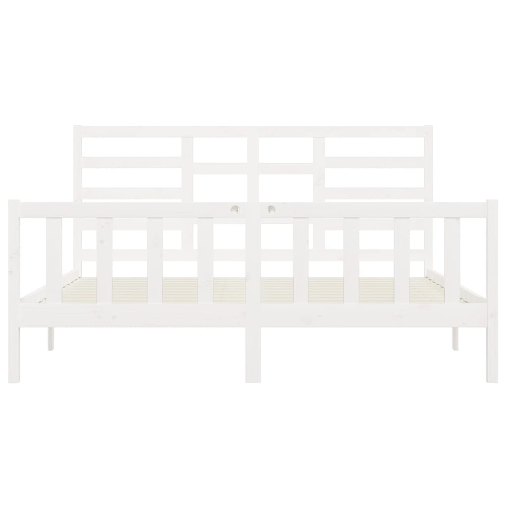 Bed Frame without Mattress White 180x200 cm Super King Solid Wood