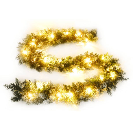 Christmas Garland with LED Lights Green 2.7 m PVC